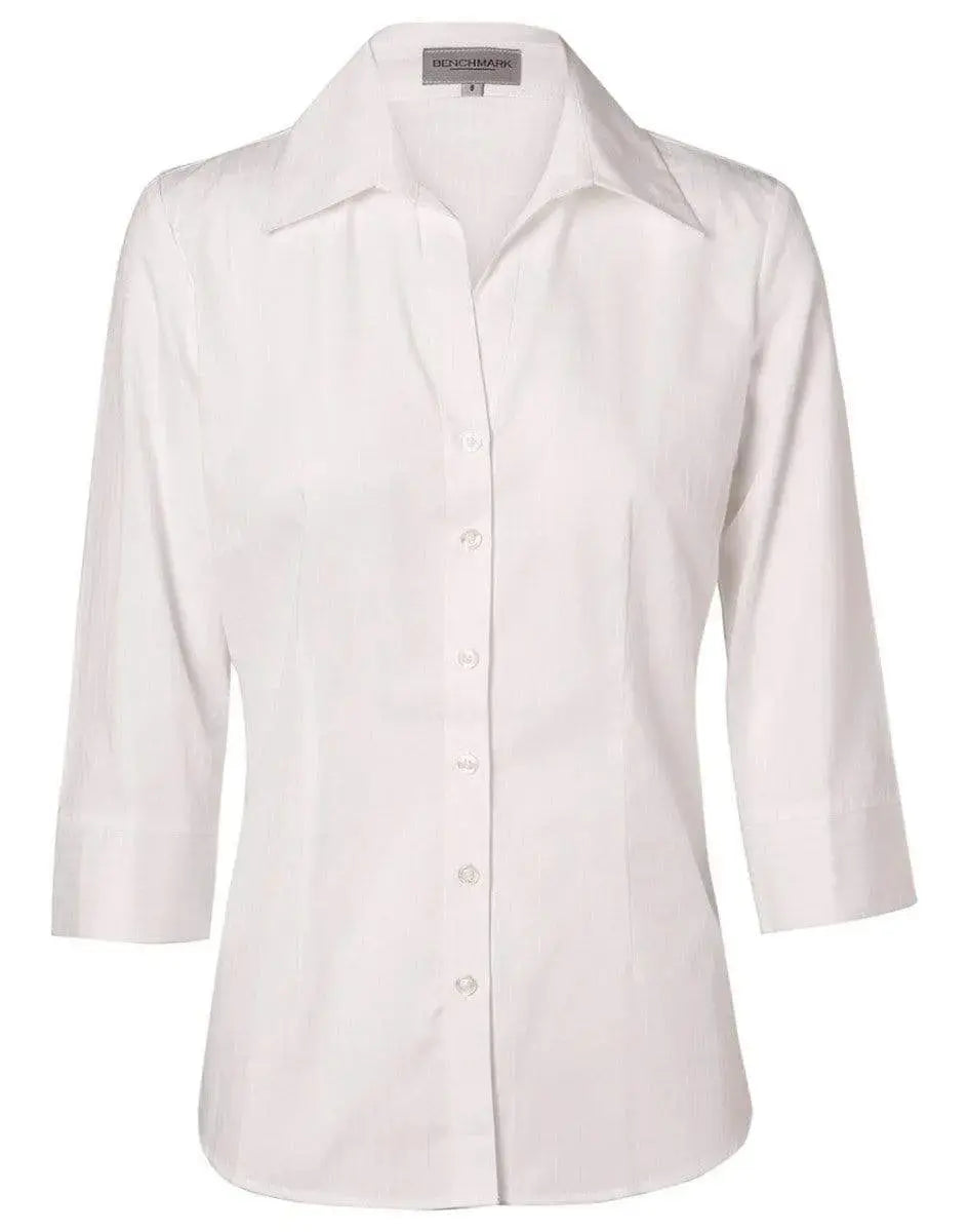 BENCHMARK Women's Self Stripe 3/4 Sleeve Shirt M8100Q Metro Workwear.
